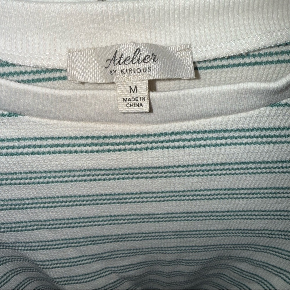 Atelier by Krious White and Green Striped Crop Top